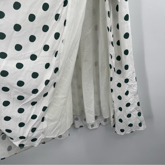 PEONY Le Spot Maxi Skirt SZ 2 Green Polka Dot Thigh High Slit eco-Conscious NWT - Picture 11 of 15